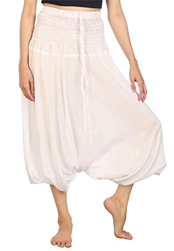 Pantalones Harem de Cintura Fruncida Lofbaz con Tejido Fresco Antihumedad para Mujer