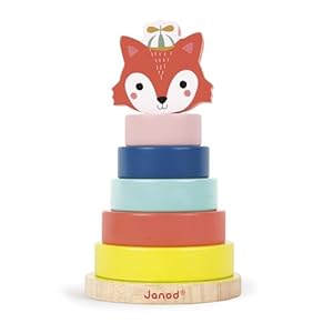 Renard Empilable Baby Forest par Janod - Jeu d'Éveil en Bois pour Bébé
