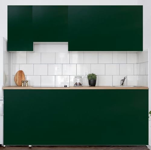 Image of HOME13 Matte Olive Green Wallpaper Self Adheisve Vinyl Decorative Waterproof Wallpaper for Kitchen Cabinet Countertop (12 X 120 inch)