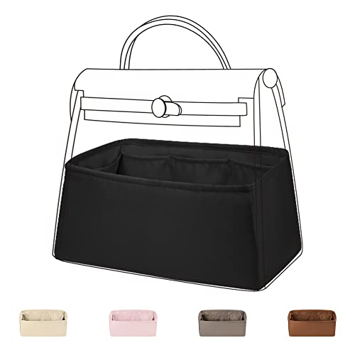 DGAZ Organizador de bolsa de seda para bolsas Hermes Herbag 31/39/50, bolsa de luxo e organizador de bolsa, inserção de bolsa Simplicity (preta, H31)