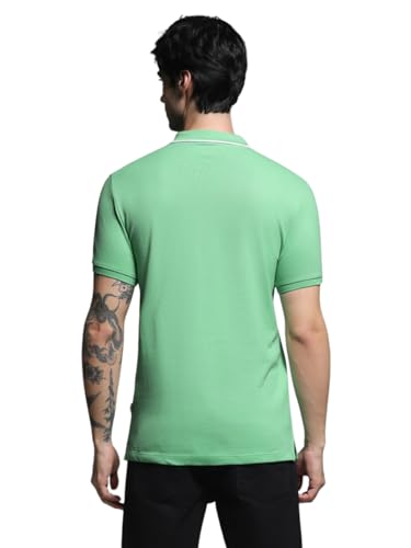 Image of Jack & Jones Men Solid Polo Collar Cotton Slim Fit T-Shirt