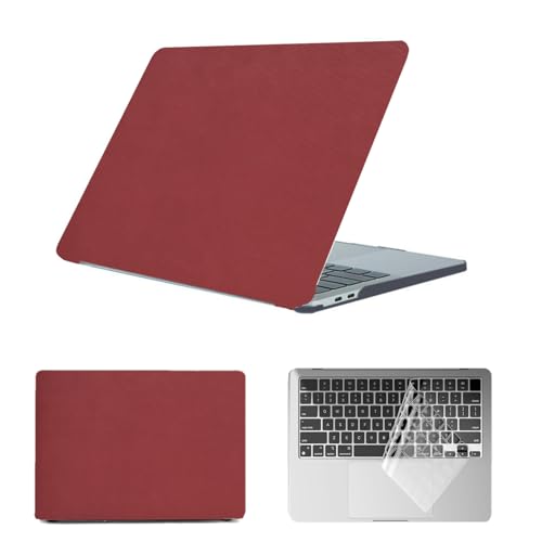 HLAAJJX Custodia Protettivo per Macbook 12 pollici 2017 2016 2015 per display Retina A1534, Caso Duro Protettivo in Plastica & EU Cover Tastiera per Macbook Retina 12,Pelle Rosso Scuro
