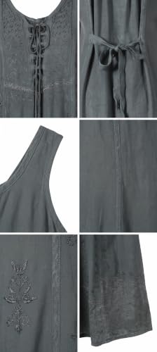 Image of Sakkas Stella Long Tank Top Adjustable Caftan Corset Dress with Embroidery