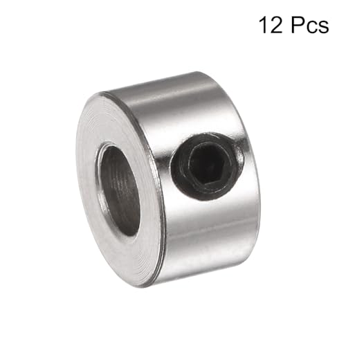 QUARKZMAN 12 Stück Satz-Scheibenkragen 4,05 mm Bohrung, Vernickelter Stahl Wellenkragen, 9 mm Außendurchmesser, 5 mm Breite, Fahrwerksstopper Wellenkragen Mit Innensechskantschlüssel