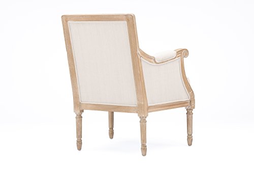 Baxton Studio Chavanon Wood And Linen Traditional French Accent Chair With Arm Rest, Light Beige #TOP4