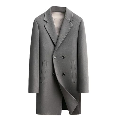 Trench long en laine double face homme avec doublure en duvet amovible chaude et convertible