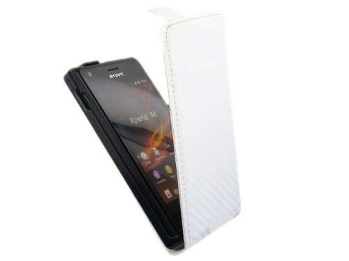 Colorfone Carbochic Etui Flip pour Sony Xperia M Blanc