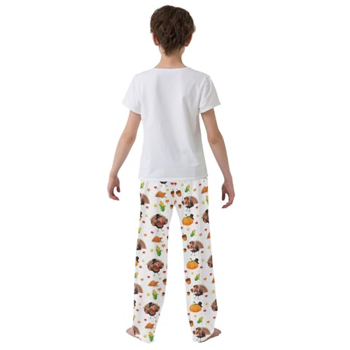 Autumn Turkey Maple Leaf Boys Long Pants Soft Trousers Elastic Waist Kids Lounge Bottoms with Pockets S-XL3