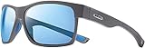 Revo Sunglasses Espen x Bear Grylls: Polarized Lens with Bendable Rectangle Wrap Frame, Matte Graphite Frame with Blue Water Lens