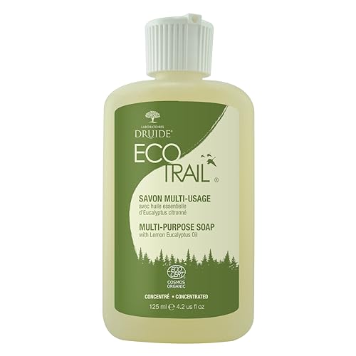 Laboratoires Druide Multi-Purpose Liquid Soap – Multifunctional & Ecological Cleaner – Body Wash, Laundry & Dish Soap – Concentrated Liquid Gel – 125 ml (4.2 oz) Lemon, Eucalyptus