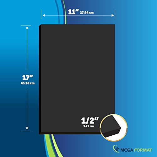 Image of Mega Format Expanded PVC Plastic Sheets - 11 inch X 17 inch Rigid Black Sheet for Crafts, Signage, & Displays - Sintra, Celtec PVC Board - Waterproof for Outdoors Use - 1 /2 inch 12mm Thick - 1-Pk-Black
