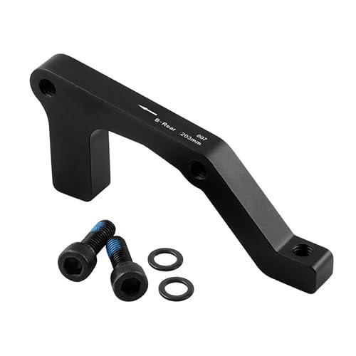 ACFELT Bicycle Disc Brake Caliper Mount Adapter for 140/160/180/203mm Rotor, Mountain Bike Fork Bicycle Frame Parts Accessories,CNC Machined Aluminum Alloy Rotor Adapter with Bolts (Black, 7#B-R203)