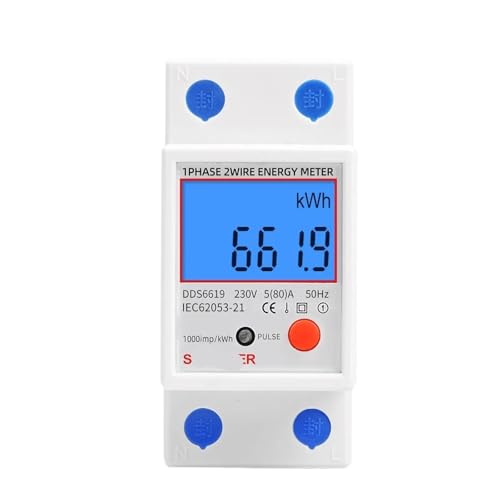 Wattmètre LCD rétroéclairé DDS6619-012 80A à affichage numérique 2P
