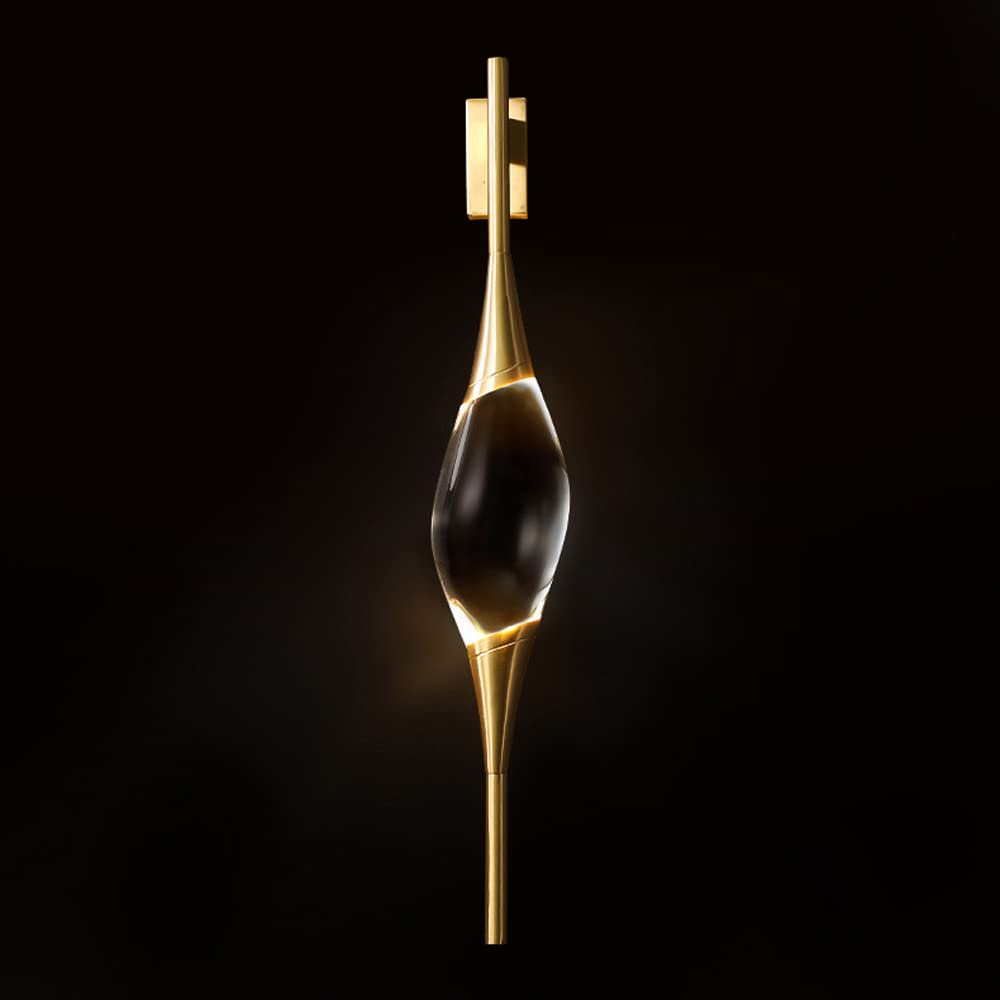 ZTCHSENZT Wall Sconces, Teardrop Crystal Wall Light LED Wall Sconce Lamp, Postmodern Copper Wall Mount Lighting Fixture, Elegant Wall Sconces for Living Room Bedroom Bedside Hallwa