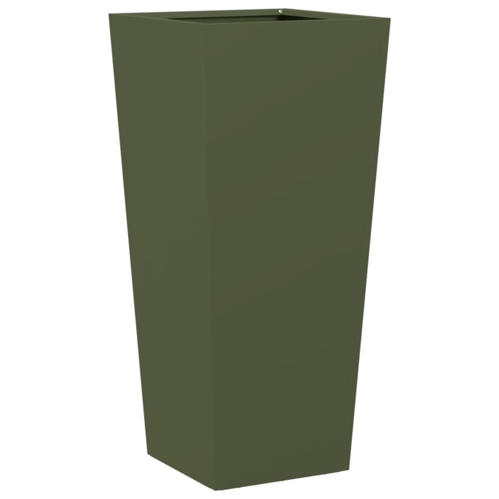 Générique Fioriere in acciaio, 2 pezzi, verde oliva, 35 x 35 x 75 cm | Senza fori di drenaggio, antiruggine, antierbacce, per balcone patio