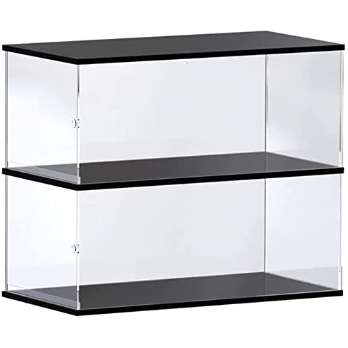 Image of Choowin 2 Layer Acrylic Display Case for Lego Cars (McLaren P1, Ferrari SP3, Bugatti Chiron, Porsche 911, Lamborghini) & 1 /8 Diecast Cars - Dustproof Assemble Display Case with Door (Black)
