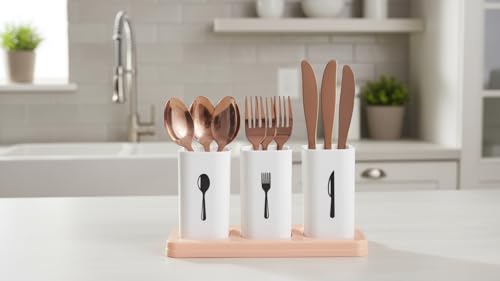 Image of Xmart India Kitchen Organizer Plastic Cutlery Holder Stand for Spoon, Knife, Fork & Chopsticks |Detachable Utensil Storage Box for Kitchen Countertop & Dining Table Cutlary Organiser (Square)