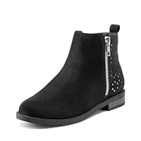 DREAM PAIRS Girls Ankle Boots Kids Fashion Booties with Glitter Stars Side Zipper Low Heels Warm Shoes for Toddler/Little Kid/Big Kid