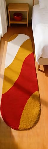 Image of Fluffy Silky Micro Fiber Polyster Carpet /Runner for Bedroom, Study Room, Playing Room, Guest Room ETC. 2x4 Feet, (Gold and red new laher)