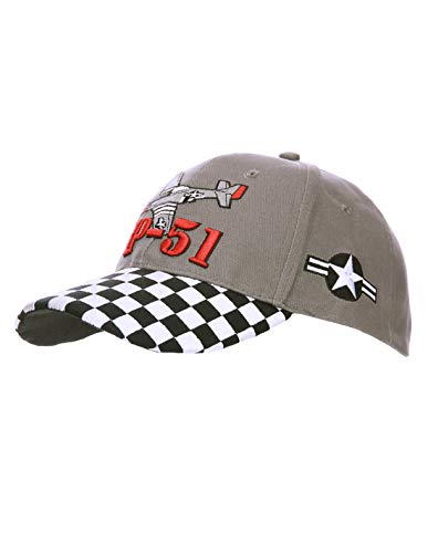 Cappello da Baseball Militare P-51 Mustang Caccia USA WWII Aviazione (Grigio)