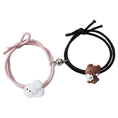 XIANZI Hug Bear Bunny Magnetic BFF Bracelets Connecting Mutual Attraction Relationship Matching Bracelet Reunion Presents Cover