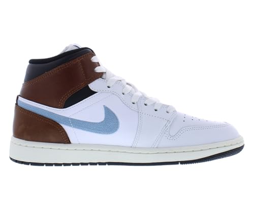 Nike NIKE Air Jordan 1 Mid SE Men's Shoes (FQ7831-142, White/Black/Sail/Blue Grey) Size 11.5