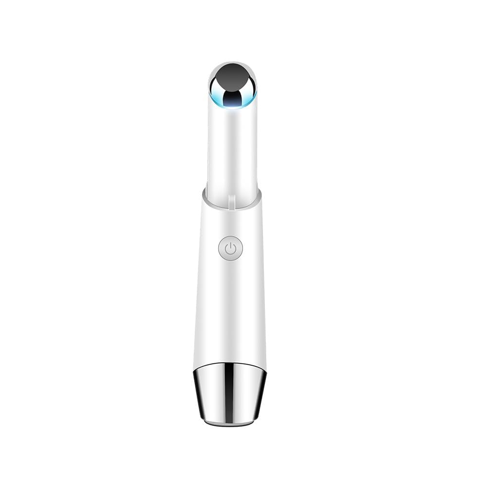 OSHIMA Eye Face Massager Electric Eye Massager Wand Eye Lift Wan Facial Vibrating Treatment LED Light Treatment Heated Eye Massager for Dark Circles Eye Bags Puffiness Under Eyes(White)