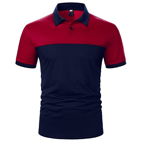 Polo de golf homme manches courtes col bicolore boutonné tenue décontractée