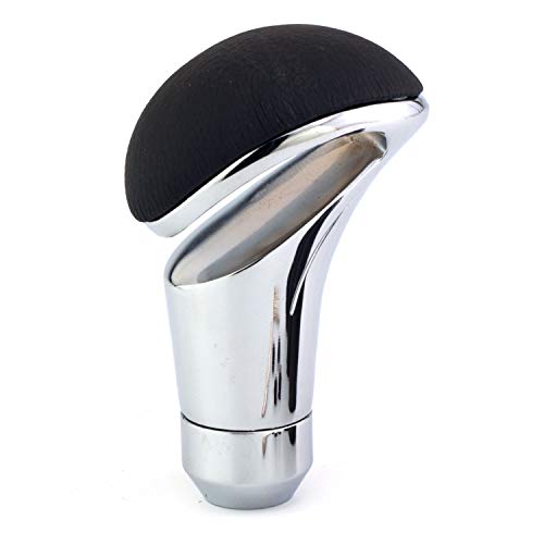 Thruifo Mt Car Gear Shifter Handle, Leather Covered Aluminum Alloy Stick Shift Knob Fit Most Manual Automatic Transmissions, Silver #TOP13