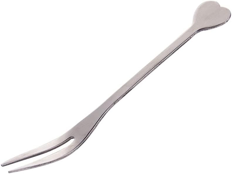 Dinner Forks Stainless Steel Heart-shaped Fruit Fork Silver Household Kitchenware Small And Cute Size 10.3cm