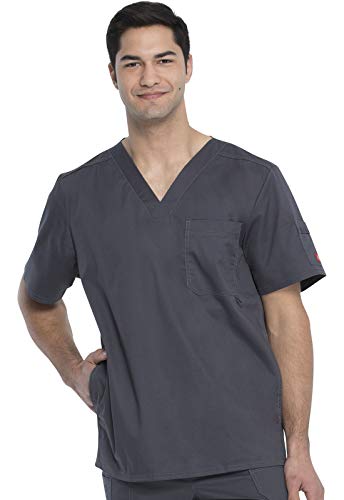 Image of Dickies Mens V-Neck Scrub Top with 5 Pockets - Medical & Nursing Uniform Shirt, Side Vents - 81906