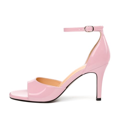 Women's Sandals High Stilettos Open Square Toe Ankle Strap Solid Fashion Dress Shoes Wedding Party Pumps Heeled Sandals2