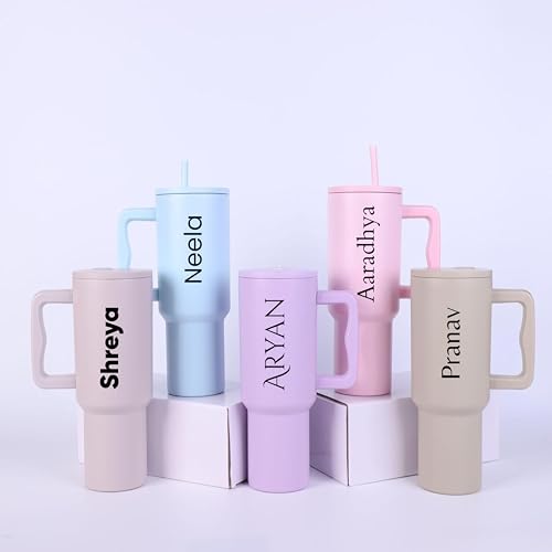 Image of CYNVEXA Personalized with Your Name, Tumbler with lid and Straw 1200ML Cup Stainless Steel Vacuum Insulated Tumbler for Water, Iced Tea or Coffee 1.2L Office Gym Travelling (Candy HASE)