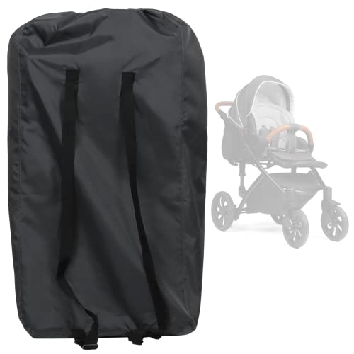 Image of SWEWARM Stroller Travel Bag, Gate Check Bag for Single and Double Strollers, Lightweight Pushchair Transport Carry Bags with Shoulder Straps for Airplane Travel(dark grey) (Dark Grey)