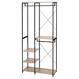 eSituro Portemanteau Portant à vêtement pour Chambre Rangement de Chaussures Penderie en Bois et métal Noir+Chêne clair SGR0023