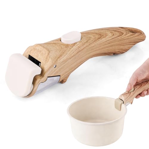 YLJMFH Compatible Removable Handle for Carote Pots and PansUniversal Quick-Release Detachable Handle Replacement for Thin Edge Cookware Grip with Easy-Release Button Wood Grain Color 1PCS