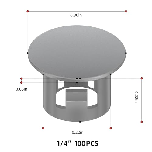 Image of 100PCS 1 /4 inch Grey Plastic Plugs Hole, Round PA66 Plug Furniture Hole Decorative Cover