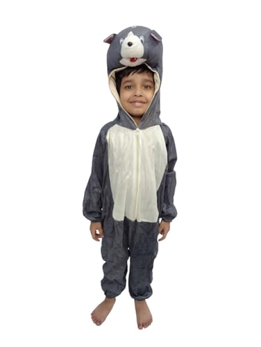 Image of BookMyCostume Grey Mischievous Cat Cartoon Kids Fancy Dress Costume 5-6 years