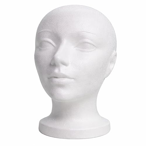 Cabeza de maniquí de corcho blanco con base estable para peinar pelucas