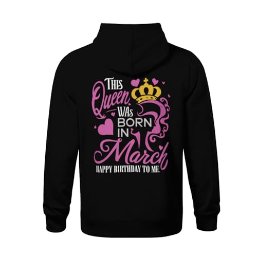 Kids Vintage This Queen was born in March birthday gift Retro Boys Girls Lightweight Kangaroo Pocket Fleece Hoodies3