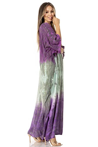 Sakkas Tacy Women's Casual Boho Summer Maxi Dress Caftan Kaftan Cover-up LougeWear4