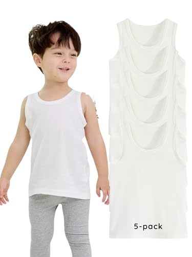5-Pack Boys Cotton Tank Top Undershirts, White, 2-13Y,Sport Tank Top