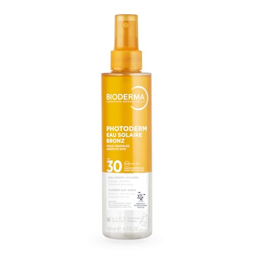BIODERMA Photoderm Eau solaire Bronz SPF30 - Haute protection contre les UVA - Peaux sensibles - Stimule le bronzage naturel - Flacon pompe 200 ml