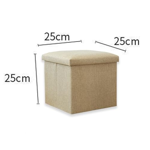 Image of Kuber Industries Cardboard Storage Stool - Square Toy Box, Foot Rest, Folding Seat, Wardrobe Organizer For Clothes-Books, Living Room Storage Box - S Zh003Bg Beige