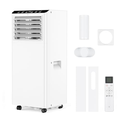Aire acondicionado portátil 9000 BTU 2,6 kW(con mando a distancia), bajo consumo energético, pantalla LED, 4 modos, 2 velocidades de ventilador, 25 m², temporizador de 24 horas