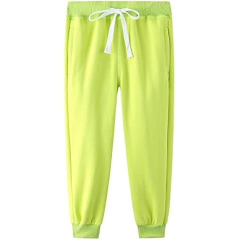 Boys Neon Green Fleece Joggers with Pockets Cover