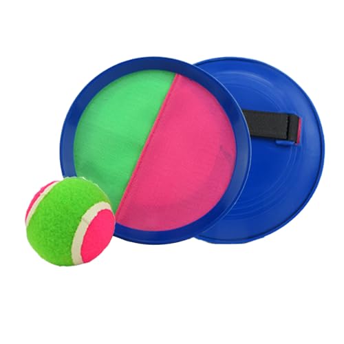 Klettballspiel, 2 Neopren Handfänger mit weitenverstellbarer Handschlaufe, 1 Ball (Ø6,25 cm), Gartenspielzeug Kinder, Strandspielzeug, Wurf- Und Fangspiel Mit Wasserfestem Klettverschluss (Blue A)