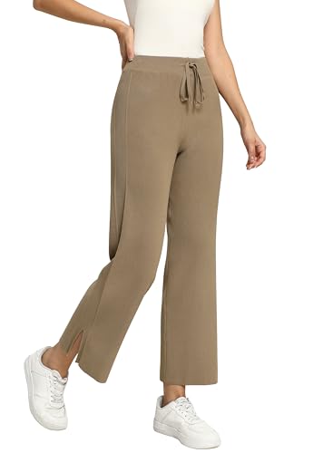 WUWUSKY Damen Hosen Catalina Damen Strickhose High Waist Jogginghose mit elastischer Taille weiche Sommer Freizeithose Soft Sweatpants für Frauen