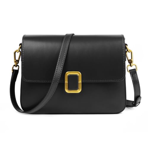 Image of Genuine Leather Crossbody Shoulder Handbag Purses Bags for Women | Scratch Resistant Leather, Adjustable Strap, Gold Hardware, Inner Pockets, Magnetic Snap for Daily Travel Women's Gifts