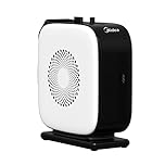 Midea NTY15-19CAE Termoventilatore Verticale, Termoventilatore PTC Ceramico, Stufetta Elettrica Basso Consumo, 2 Livelli di Potenza, 1500W, Termostato, Bianco Nero, 25.8 x 10.3 x 28.5 cm, 2.2 kg